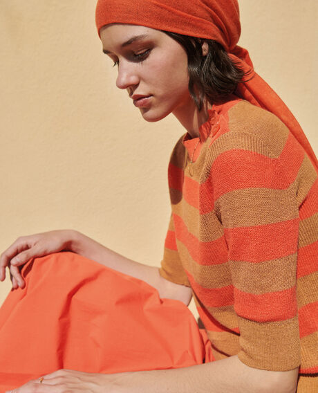 Short-sleeve linen jumper 0240 tiger lily stripes 3sju093l01