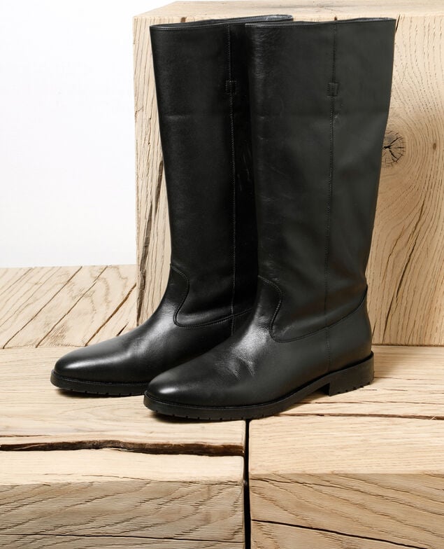 Smooth leather boots Black