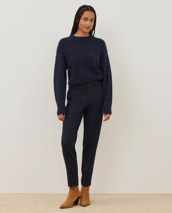 Alpaca blend round neck jumper A692 NAVY