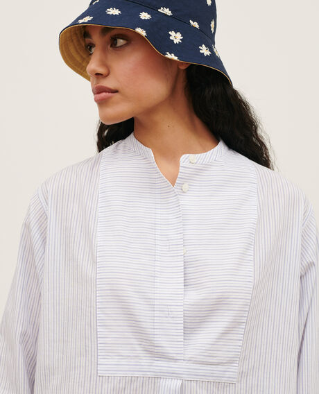 Cotton shirt with high-low hem 0622 blue medium stripes 3ssh289c21