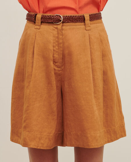 Loose linen shorts 0320 almond brown 3spa112f04