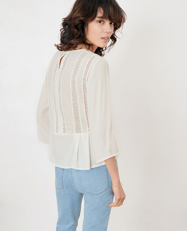Peplum blouse with lace Off white