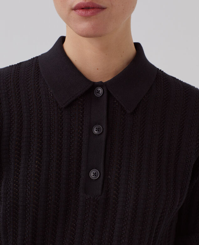 Cotton polo neck jumper U090 black
