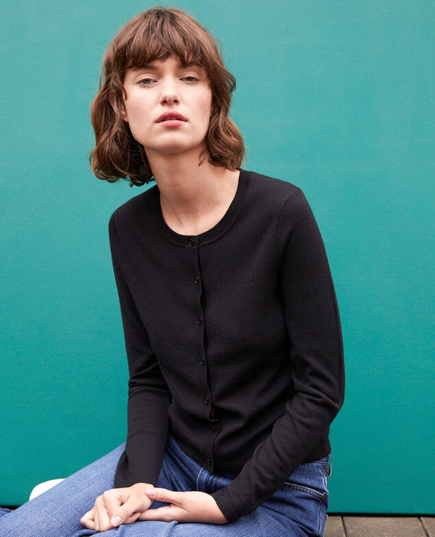 Merino wool cardigan Black