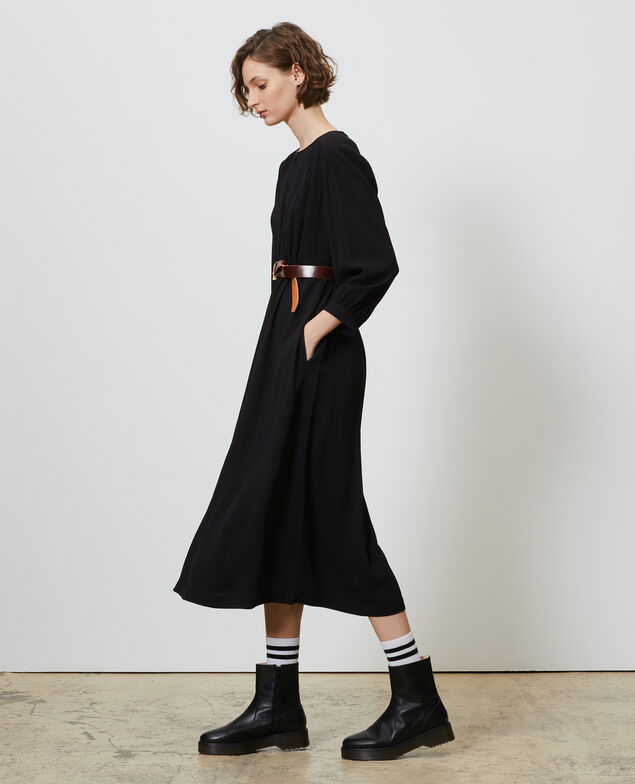 Loose belted maxi dress Black beauty