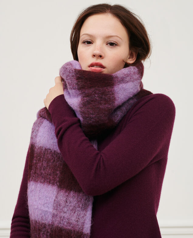 Oversize check scarf Pastel lilac