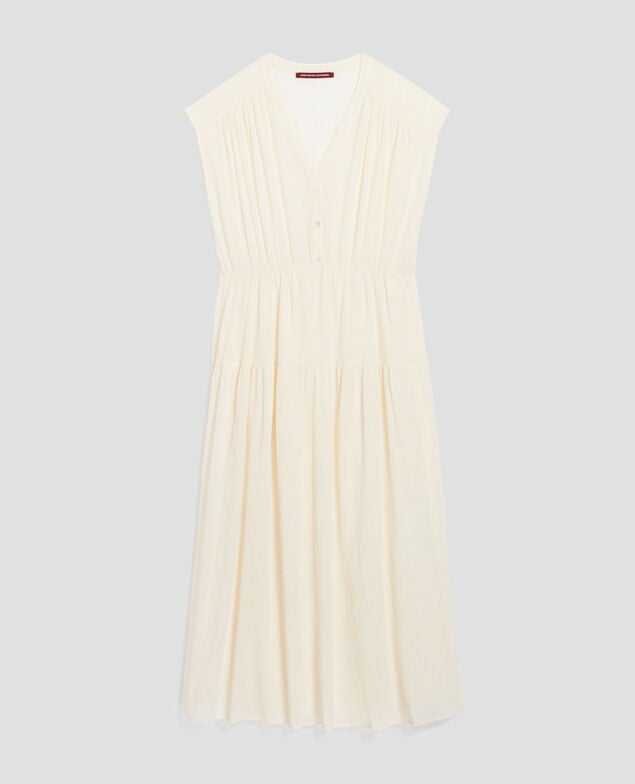 Pleated cotton maxi dress