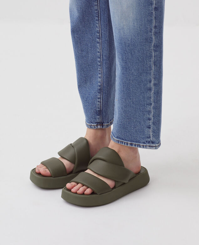 Leather sandals H331 kaki