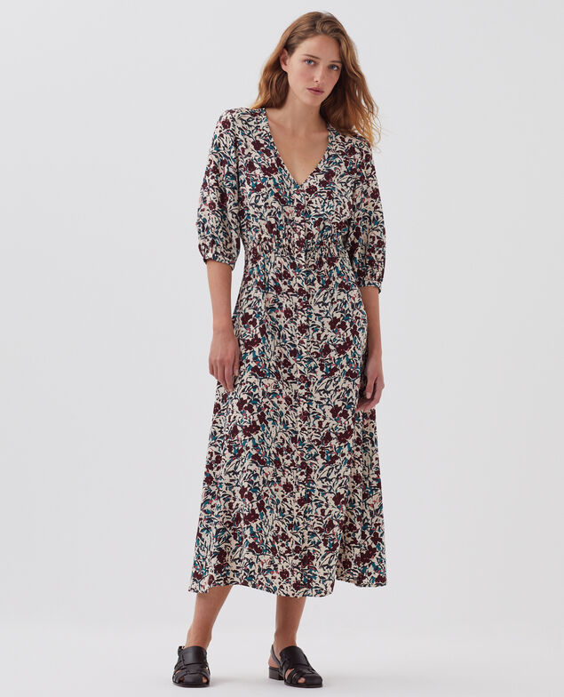 LUDIVINE - Floaty maxi dress J751 leaf burgundy