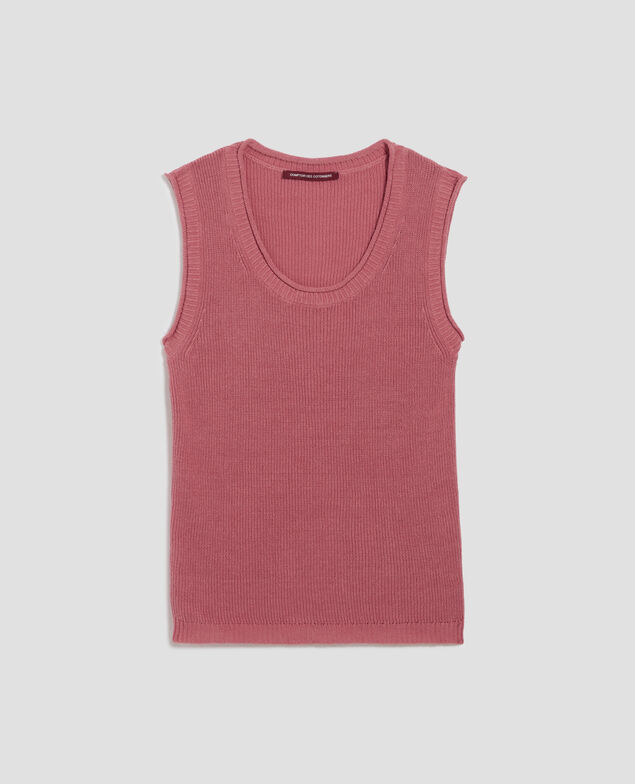 Long linen tank top J130 baroque rose