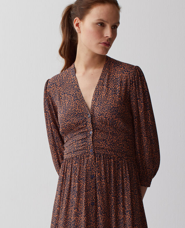 Fluid maxi dress I480 leo brown