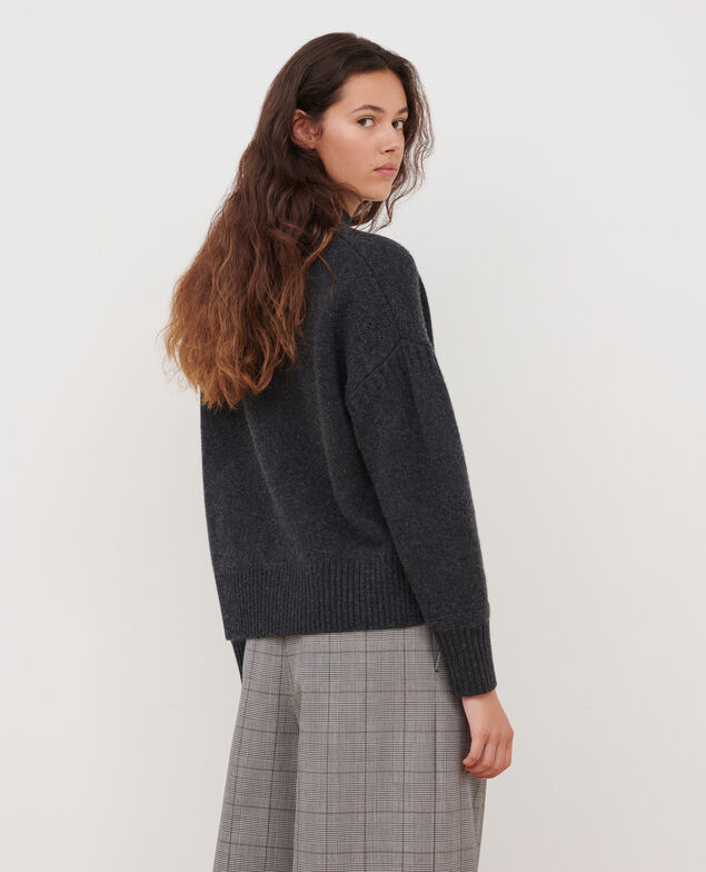 Merino wool blend funnel neck jumper