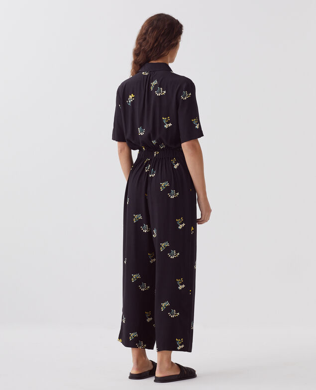 Silky jumpsuit J091 fl bouquet black