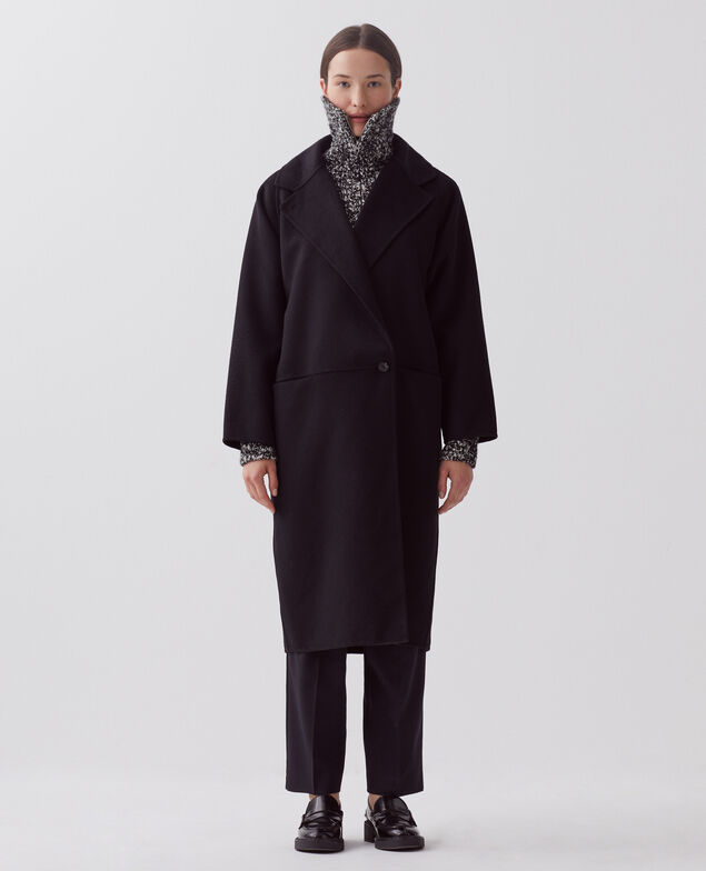 Double-sided long coat H091 black beauty