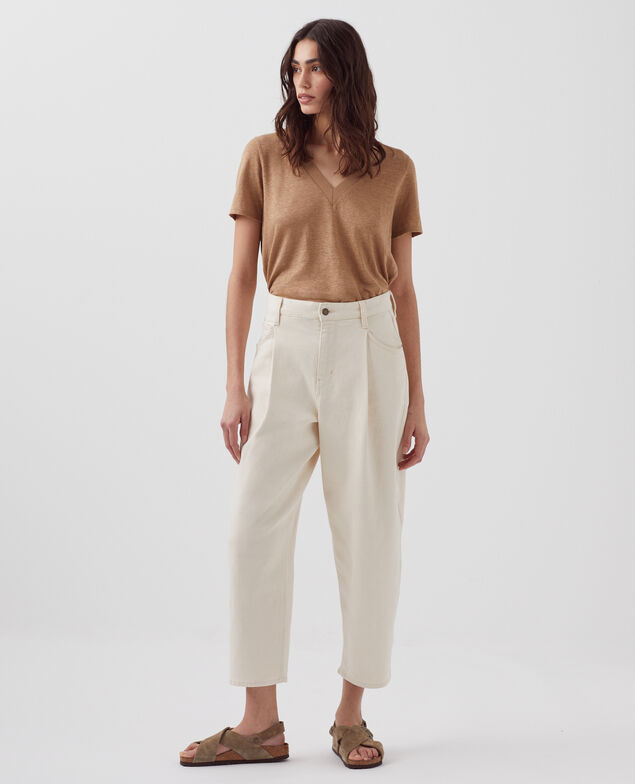 SARAH - Linen V-neck t-shirt H330 tiger's eye