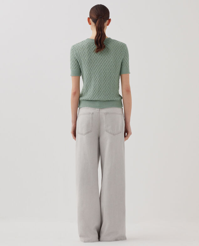 Short-sleeve linen jumper J510 jadeite green