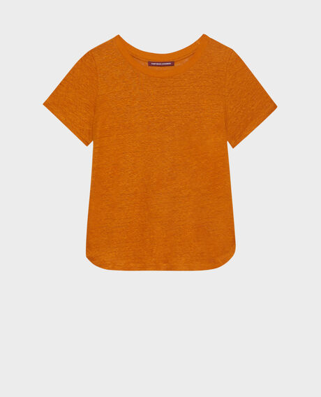 AMANDINE - linen round neck t-shirt 29 orange 2ste055f05