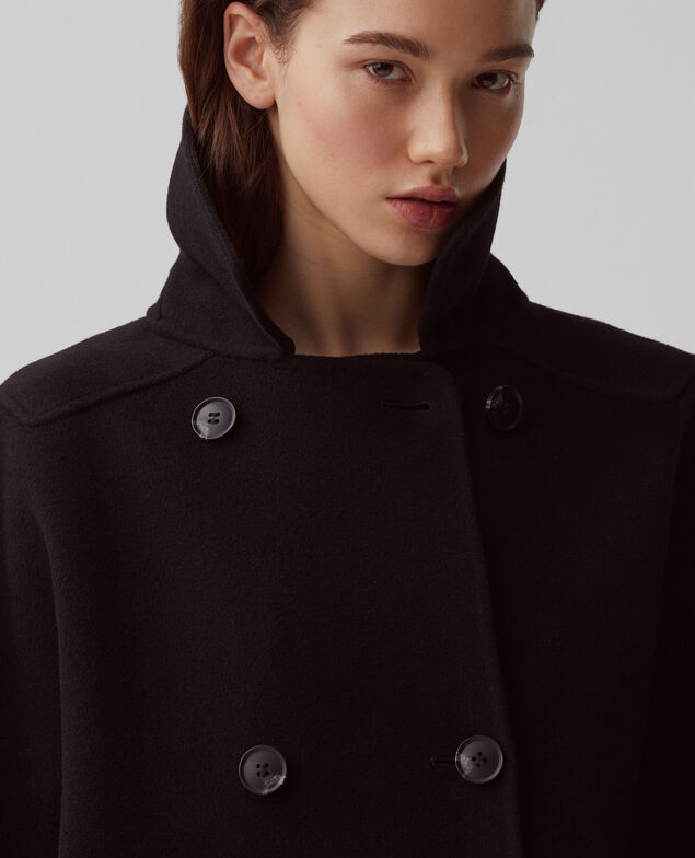 Double-sided wool and cashmere peacoat