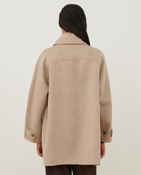 Double-faced wool and cashmere pea coat
