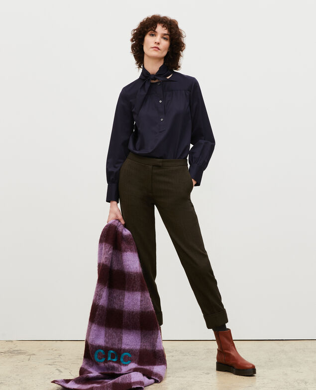  Cotton blouse with removable neck tie Night sky