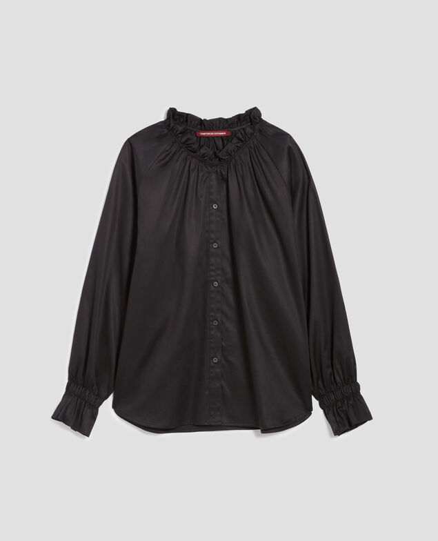 Ruffle neck shirt H091 black beauty