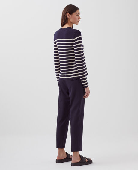 MADDY - Striped merino wool jumper 8875 69 navy stripes 2wju244w21
