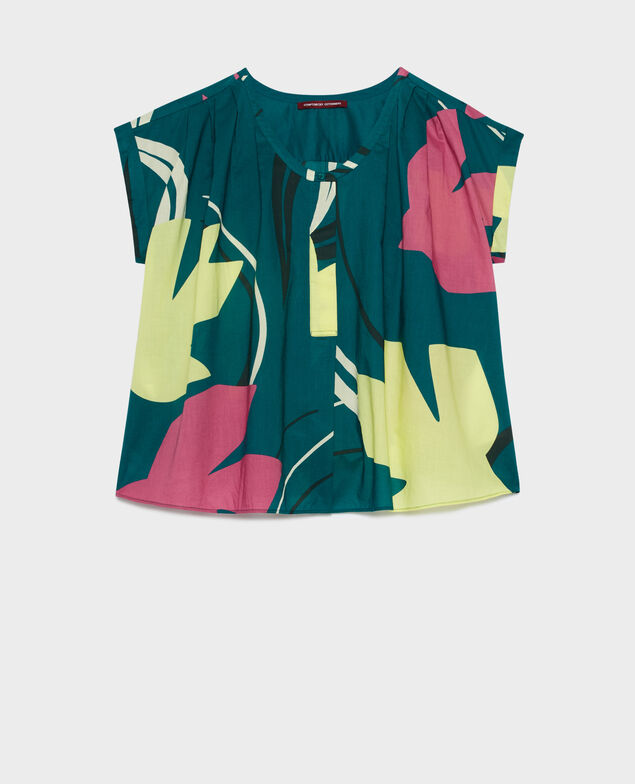 Printed blouse 0649 birdy blue 3sbl292c11