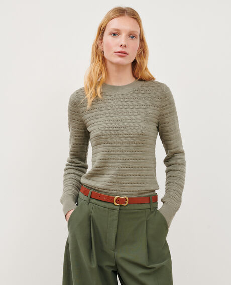 Openwork merino wool jumper 0560 vetiver 3sju091w21