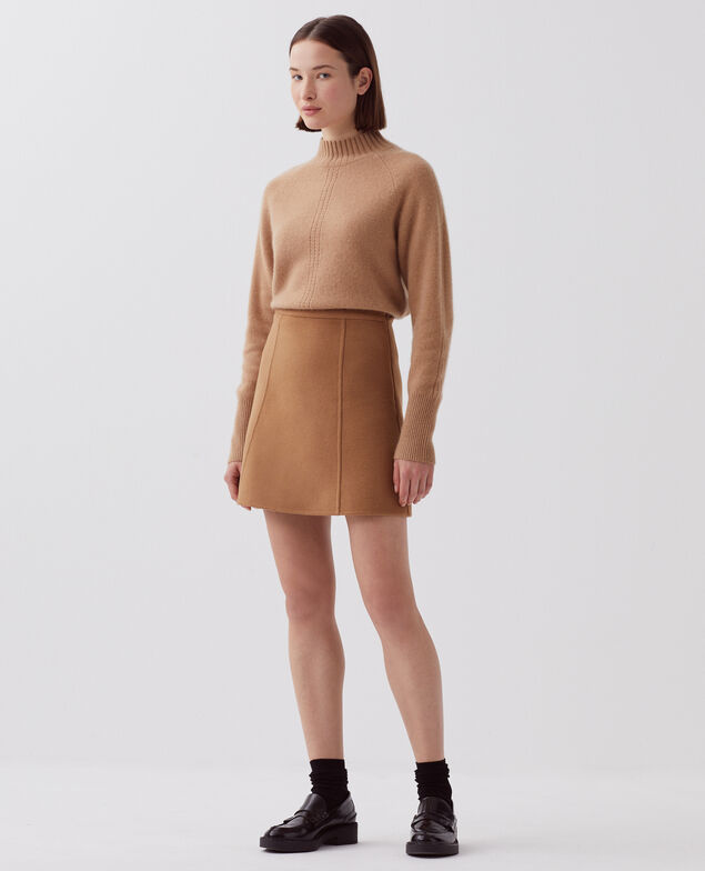 Double-sided mini skirt I340 toasted coconut