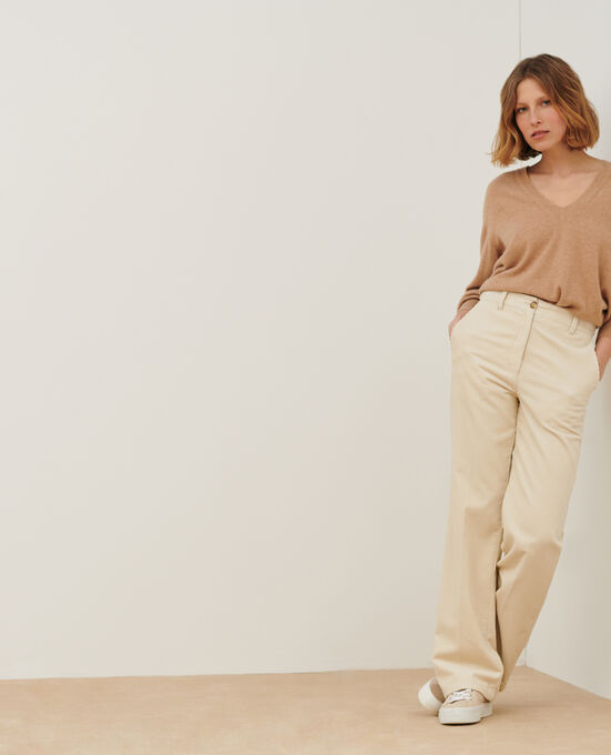 BLANDINE - Corduroy straight trousers 7107C 02 WHITE