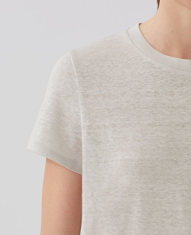 AMANDINE: linen round neck t-shirt U020 light gray
