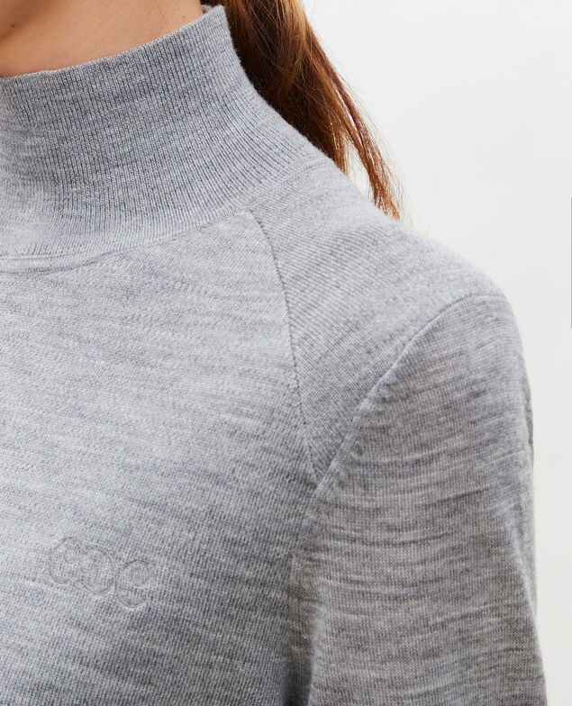 Turtleneck merino wool jumper Light grey melange