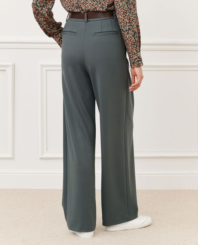 YVONNE - Wide pleated trousers 8817 58 darkgreen