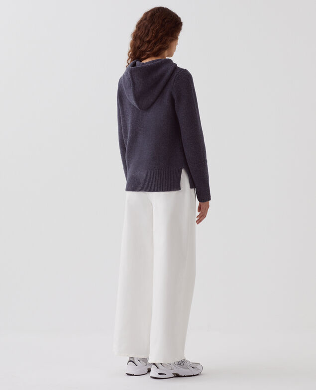 Wool hoodie I684 marathon blue