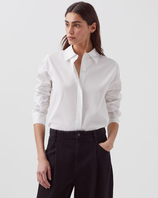 Cotton poplin shirt 0007 WHITE