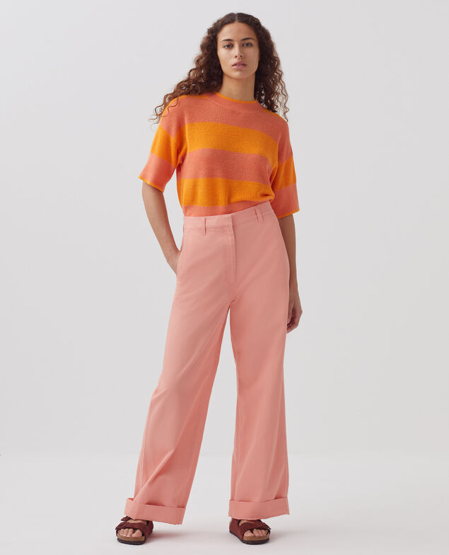 BLANDINE - Straight trousers H100 coral almond