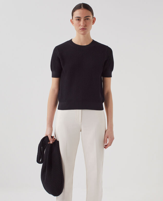Short-sleeve cotton jumper U090 black