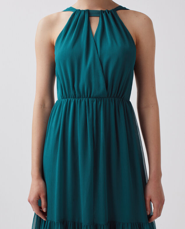 Fluid maxi dress H644 spruced-up blue