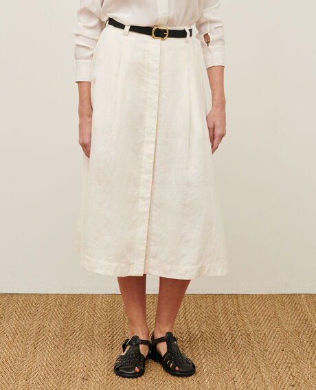 Linen midi skirt 01 white 2ssk500f04