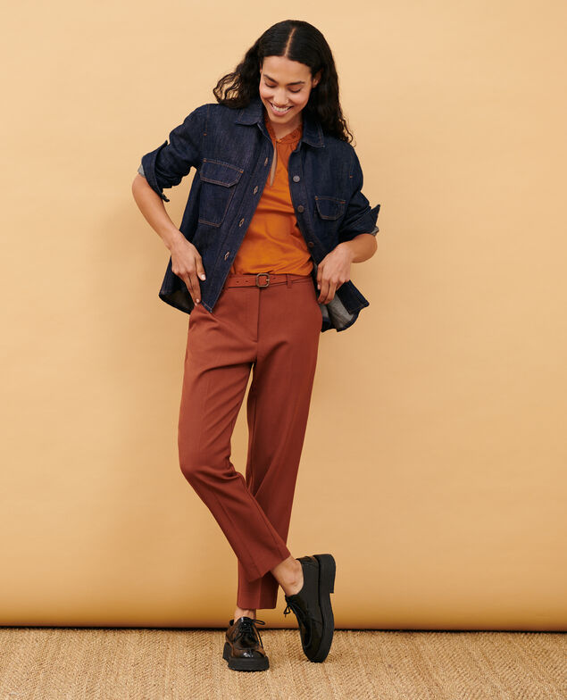 MARGUERITE - Cigarette trousers 8808 18 wine 2wpa021w04