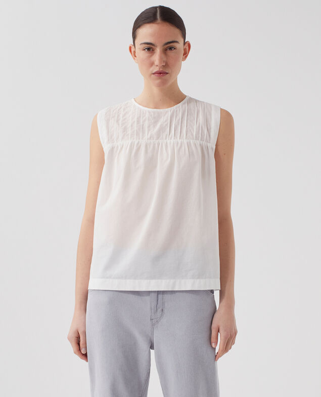 Cotton voile sleeveless top H013 gardenia