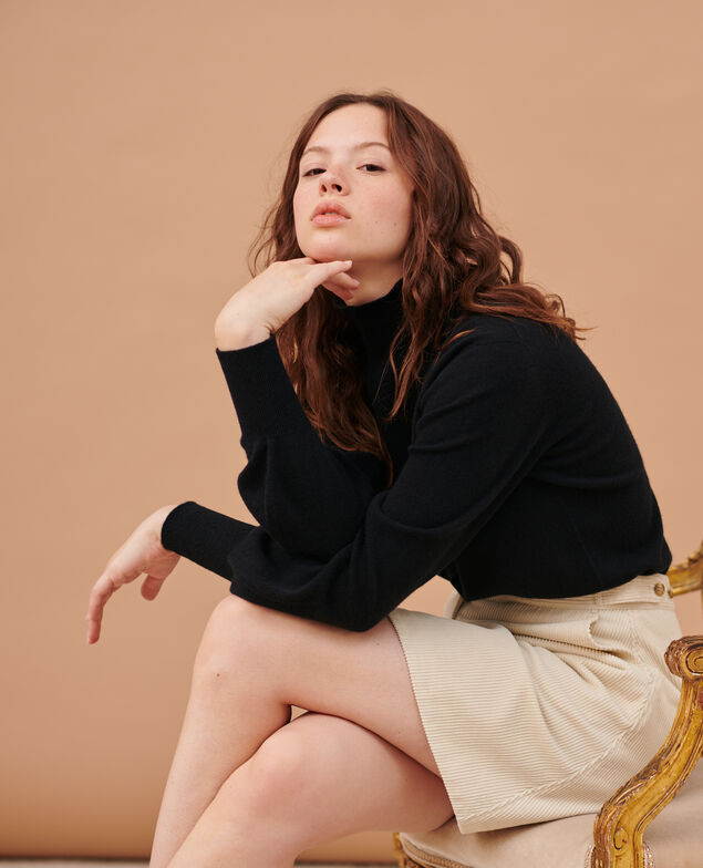 3D fine cashmere turtleneck jumper Black beauty