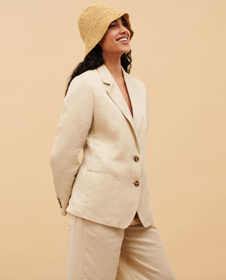 Linen blend blazer 0300 castle wall 3sja129f02