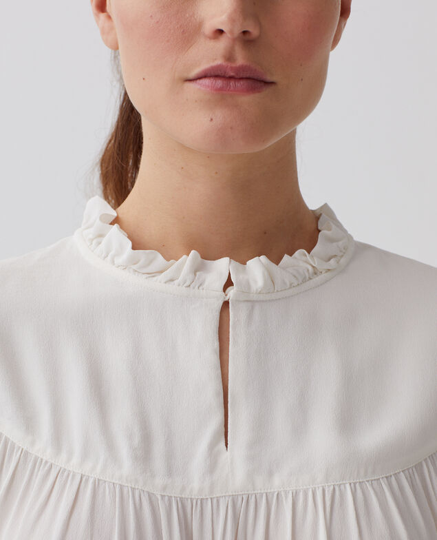 Short-sleeve Fluid blouse H013 gardenia