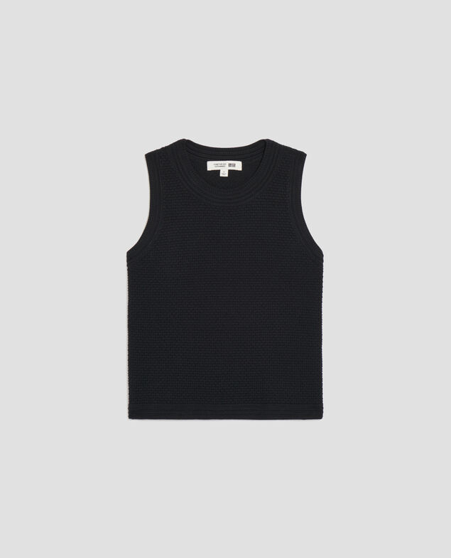 Cotton open knit tank top U090 black