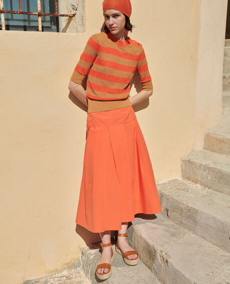 Cotton maxi skirt 0250 tiger lily orange 3ssk042c12