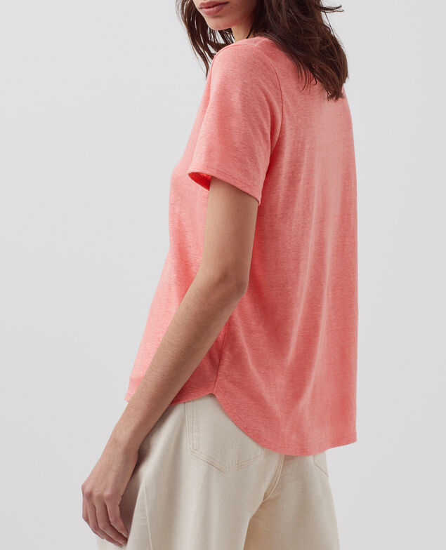 SARAH - Linen V-neck t-shirt H101 silver pink