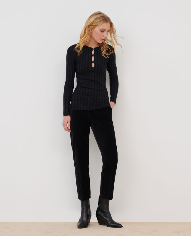 Round neck wool blend jumper