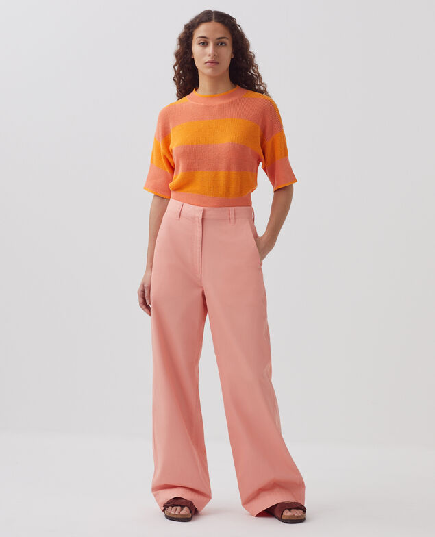 BLANDINE - Straight trousers H100 coral almond