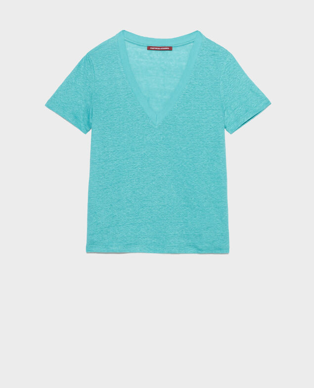 SARAH - Linen V-neck t-shirt